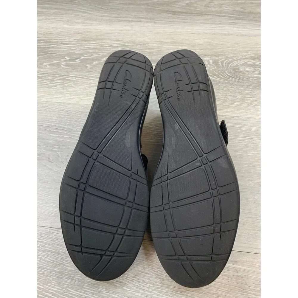 Clarks Women's Black Leather Mary Jane Wedge Shoes Ultimate Comfort 6.5
